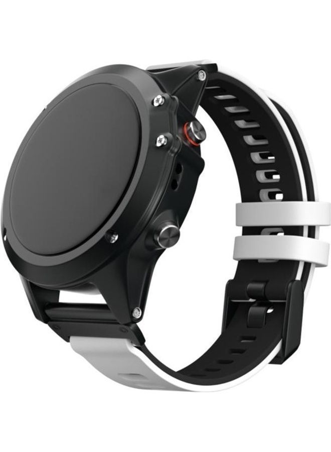 NIBEMINENT Two-Color Silicone Quick Release Replacement Strap For Garmin Fenix 6X White/Black - Image 3