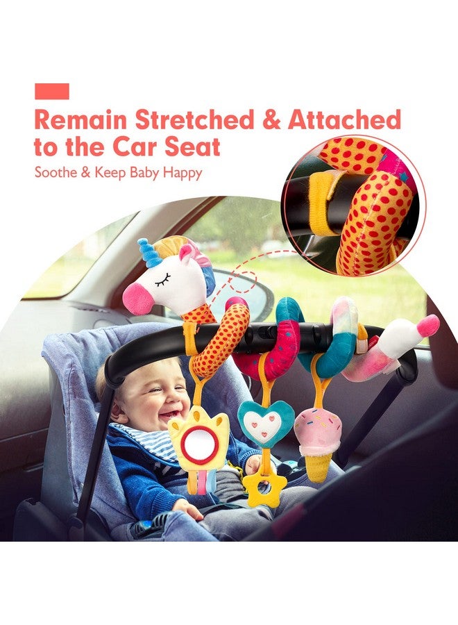 هاهالاند ألعاب مقعد السيارة للأطفال من سن 0 إلى 6 أشهر - ألعاب أطفال من سن 3 إلى 6 أشهر - خشخشة، مرآة، خشخشة، صرير ألعاب مقعد السيارة وعربة الأطفال من سن 0 إلى 6 أشهر هدايا للأطفال حديثي الولادة من البنات - Image 2