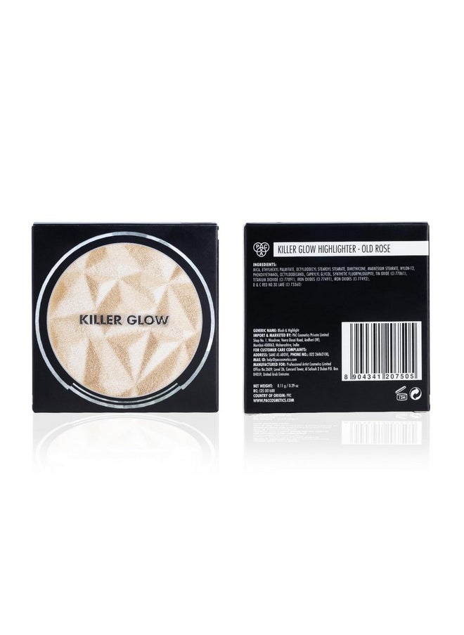 PAC - Killer Glow Highlighter For Face Makeup With Radiant & Metallic Finish Full Coverage Highly Pigmented Lightweight Flawless Shimmer Glow Blendable & Long Lasting For All Skin Type Old Rose - Image 1