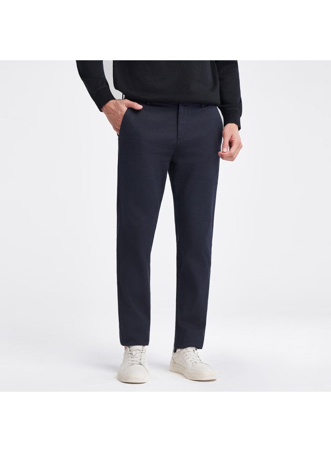 Tries Men's Casual Pants, Fall New Product, Plum Blossom Embroidery, Long-staple Cotton, New Skin Breathable Trousers, Business Solid Color Pants - Image 1