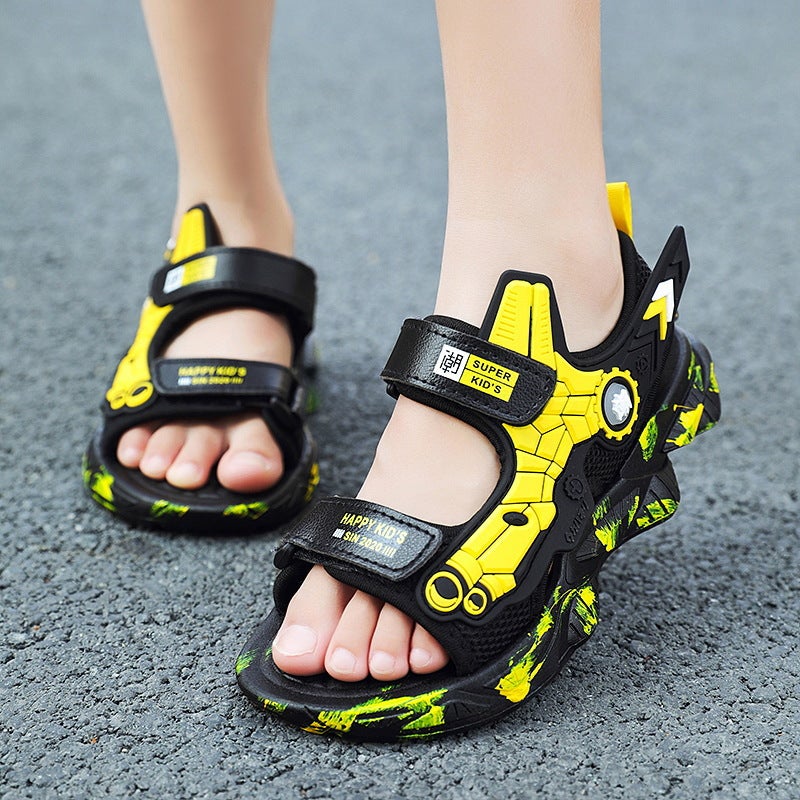 Children'S Sandals 25 Children'S Velcro Beach Shoes Boys Sports Sandals Trend A Generation Of Hair - Image 5