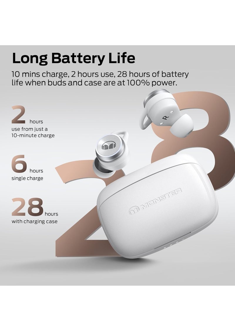 Monster Clarity 101Plus AirLinks Wireless Earbuds, Bluetooth 5.3 in-Ear Headphones with Charging Case, Stereo Earphones Deep Bass Sound, 28H Long Playtime, Water Resistant Design for Sports - Image 3