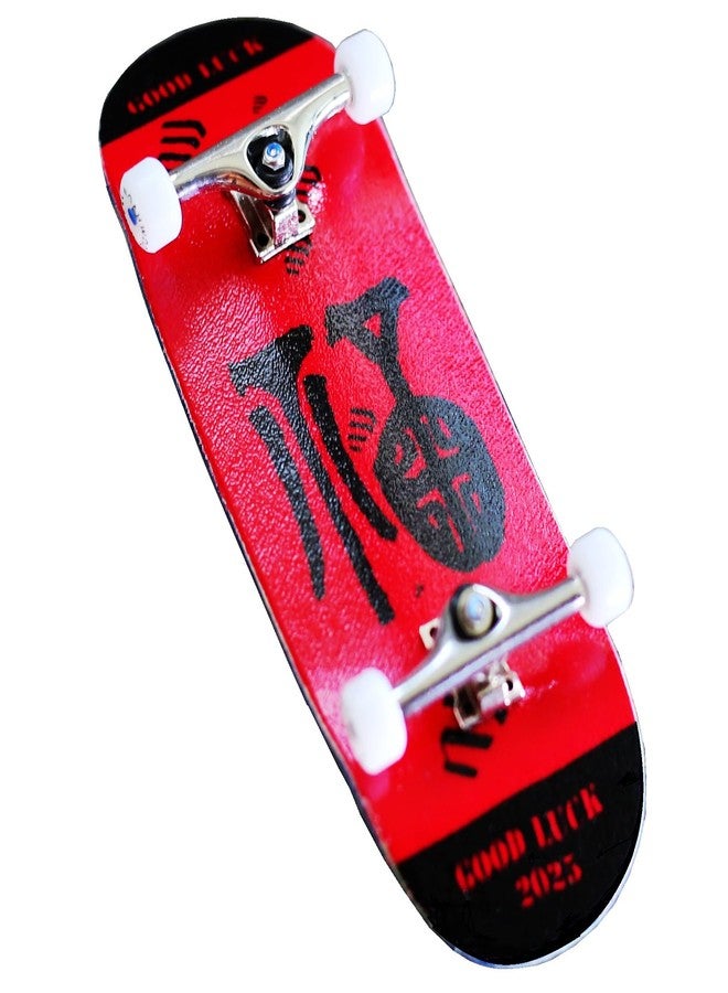 NOAHWOOD 2025 Noahwood 15s PRO Fingerboard Complete ( 5-Layer Colour Maple Wooden Pro Concave 35 x 98mm Handmade Deck + 34mm Prince 3G Silver Truck + Crown White Wheels iii) Good Luck - Image 1