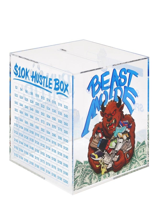 حصالة نقود "تحدي التوفير 10K Smash Box"، حجم متوسط (5.7 بوصة)، حصالة نقود شفافة من الأكريليك للبالغين، قابلة للكسر، صندوق لجمع النقود والعملات المعدنية - Image 2
