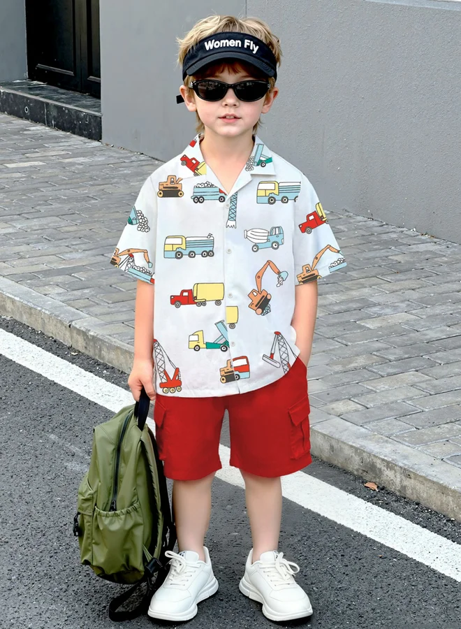 تايك تو طقم من قميص بطبعة شاحنة وشورت كارجو للأولاد