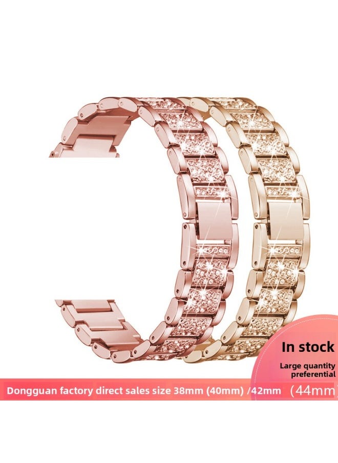 Generic - Suitable For IWatch6 Smart For Apple Watch Strap For Apple Three Beads Diamond Strap Spot Wholesale-Color:42/44/45/49mm (alloy) Seven Color Strap - Image 1