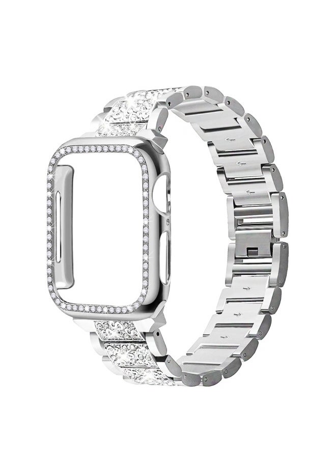 Generic - Suitable For IWatch6 Smart For Apple Watch Strap For Apple Three Beads Diamond Strap Spot Wholesale-Color:42/44/45/49mm (alloy) Seven Color Strap - Image 1