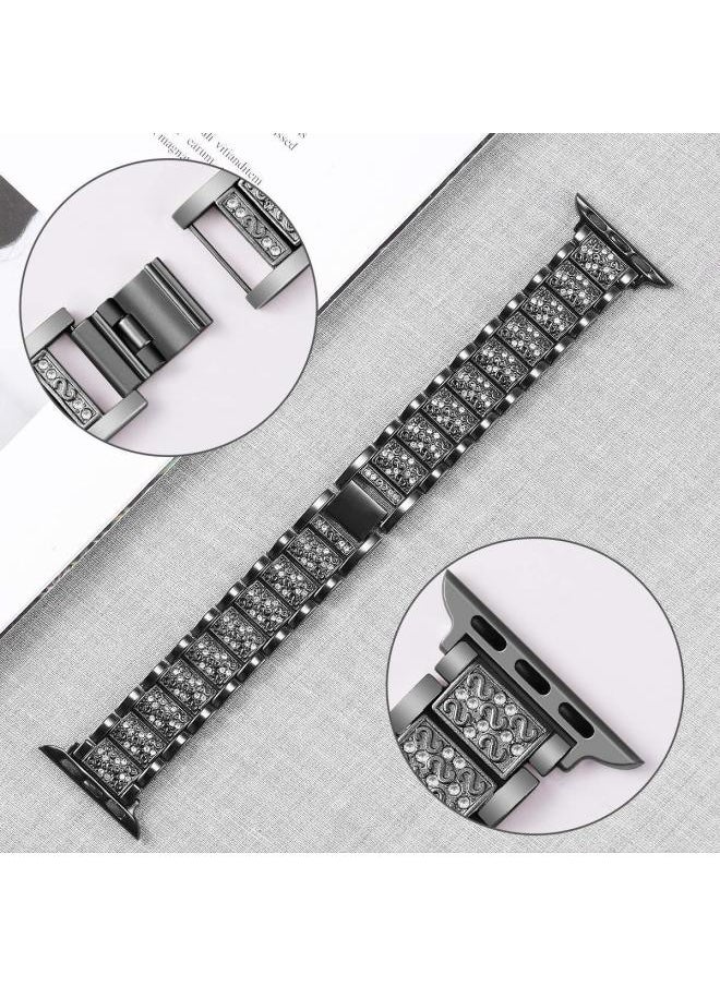 Generic - Suitable For IWatch6 Smart For Apple Watch Strap For Apple Three Beads Diamond Strap Spot Wholesale-Color:42/44/45/49mm (alloy) Seven Color Strap - Image 1