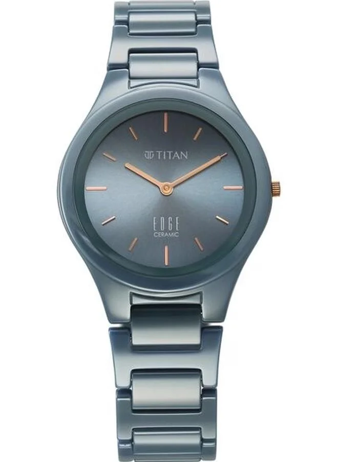 TITAN Women's Analog Display Watch With Blue Ceramic Strap - 2653QC07