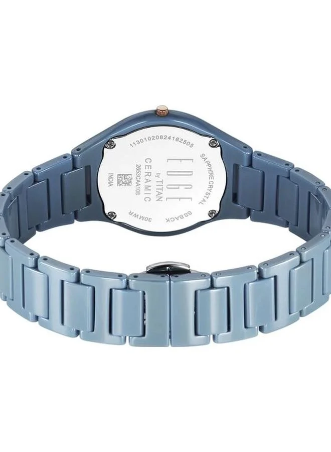 TITAN Women's Analog Display Watch With Blue Ceramic Strap - 2653QC07