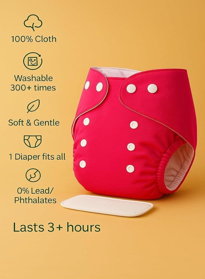 Kritiu Reusable Leakage-proof cotton cloth diapers for babies, high absorbent 6 reusable diaper 6 insert pad combo pack washable cloth diaper free size 3-15kg baby adjustable new born cloth diaper (White Insert) - Image 5