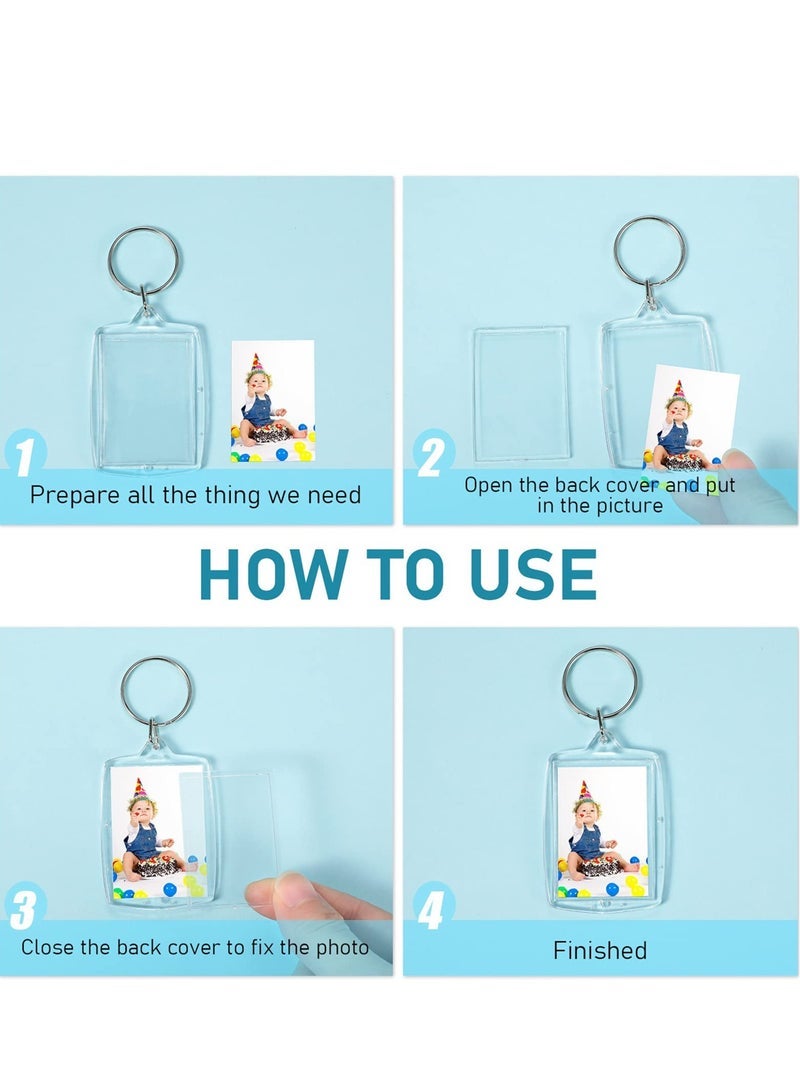 Pieces Photo Insert Keychain Clear Acrylic Picture Keychains Picture Frame Key Chain 2.2 x 1.6 Inch Rectangle Blank Photo Keychains for Holiday Photo Diaplay Supplies - Image 3