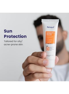 RE' EQUIL Oxybenzone and OMC Free Sunscreen For Oily, Sensitive & Acne Prone Skin, SPF 50 PA+++ - 50g  - Image 2