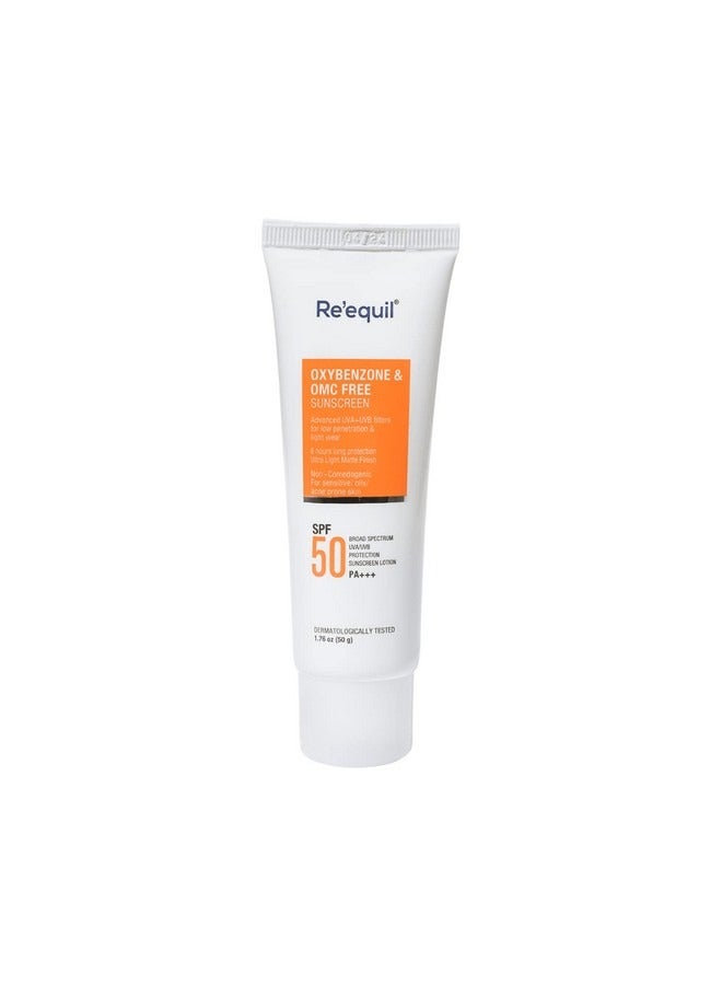 RE' EQUIL Oxybenzone and OMC Free Sunscreen For Oily, Sensitive & Acne Prone Skin, SPF 50 PA+++ - 50g - Image 1