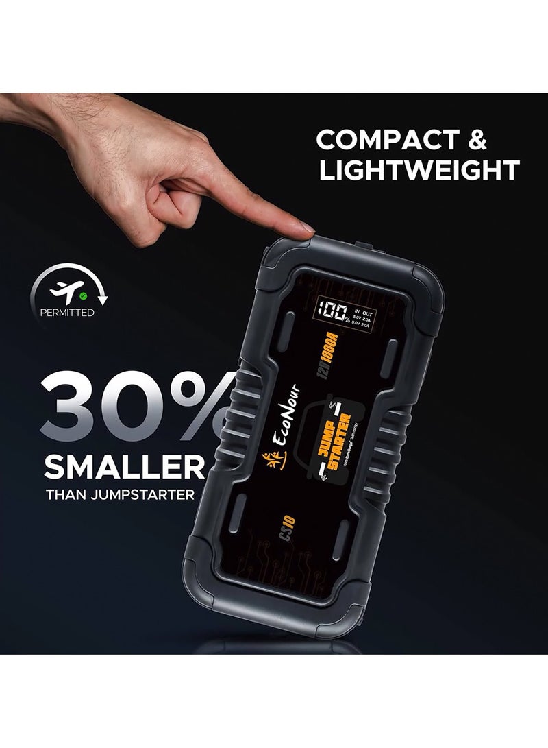 EcoNour EcoNour CS10 Car Battery Jump Starter 1600A Battery Jumper Starter Portable, 12V Car Battery Booster Charger with SOS, Ideal for Up to 7.0L Gas, 5.5L Diesel Engines (12000 mAh)  - Image 4