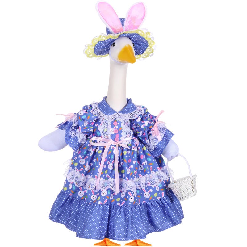 FuWeave 3 Pcs Summer Goose Outfit Bunny Eggs Lawn Porch Goose Clothes for 23 Cement Statue Outdoor Patio Yard Lawn Art DecorationPurple - Image 2