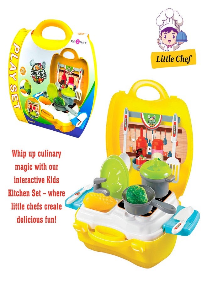 RAINBOW RIDERS Kitchen Cooking Set for Kids Toy Steel Miniature Real Cooking Kit with Accessories Role Play Briefcase 26 PCS Toy Kitchen Table Set for Boys Girls 3 Years+ - Image 5
