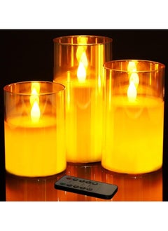 General Flameless Flickering LED Candles 4" 5" 6" Set of 3 Battery Operated Glass Pillar Candles with Remote Control and Timer  - Image 2
