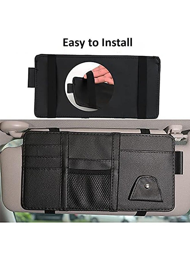 Generic Car Sun Visor Organizer,Travel Document Holder Car Accessory Storage for Cash,Cards, Keys, Pen, Sunglasses(Black)  - Image 3