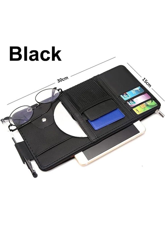 Generic Car Sun Visor Organizer,Travel Document Holder Car Accessory Storage for Cash,Cards, Keys, Pen, Sunglasses(Black)  - Image 5