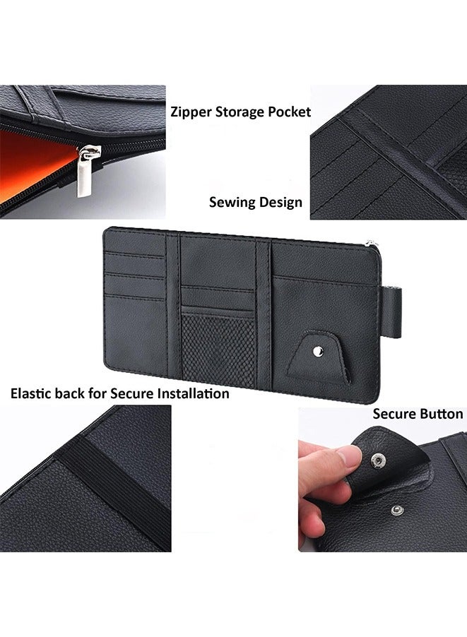 Generic Car Sun Visor Organizer,Travel Document Holder Car Accessory Storage for Cash,Cards, Keys, Pen, Sunglasses(Black)  - Image 4