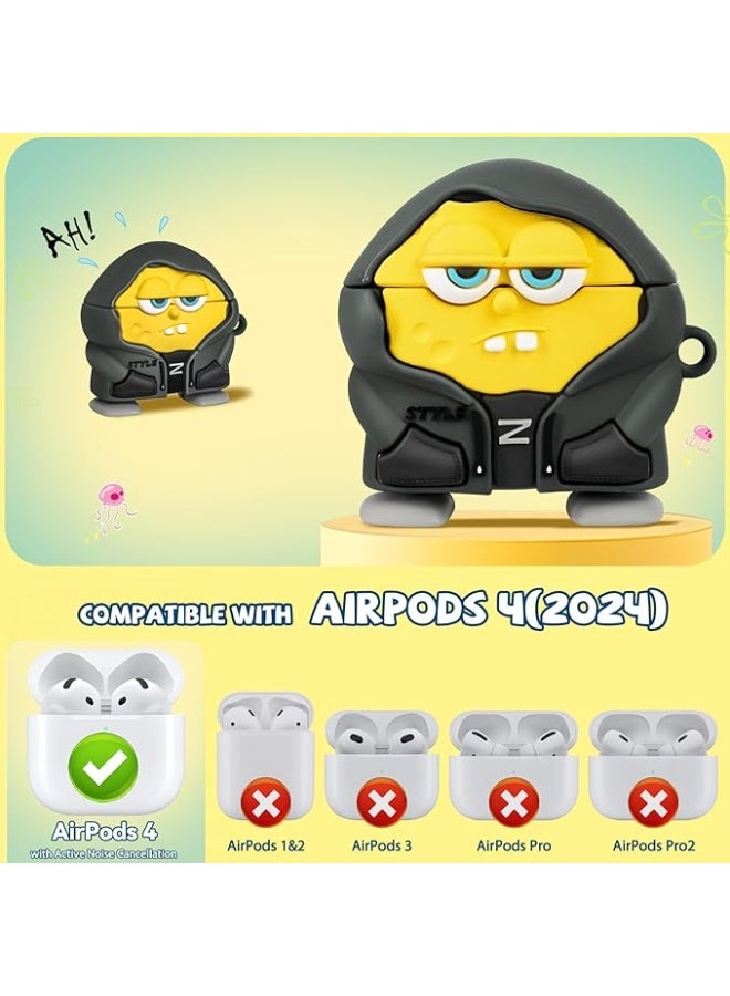 Compatible with AirPods 4 Case (2024) – Soft Silicone Shockproof Cover for AirPods 4th Generation, Cute 3D Cartoon Creative Fun Protective Case with Keychain for Kids, Girls & Women - Image 2