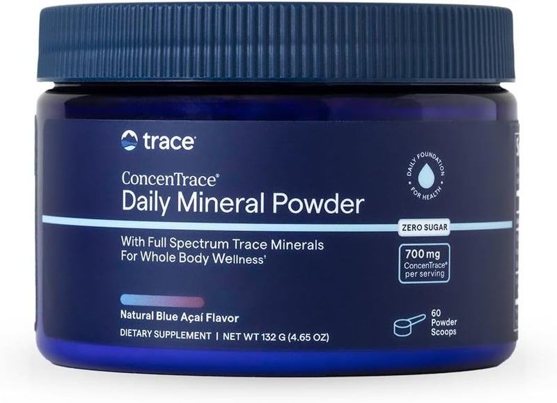 Trace Minerals ConcenTrace Daily Mineral Powder 60 Servings  700mg of ConcenTrace per Serving About 15 Drops Full Spectrum for Whole Body Wellness Blue Acai Flavor - Image 1