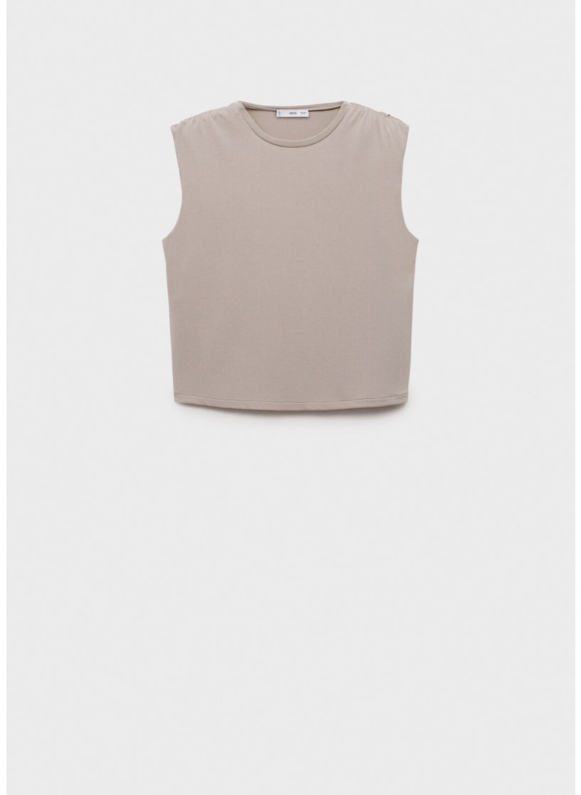 MANGO Flowy T-Shirt With Gathered Shoulders  - Image 5