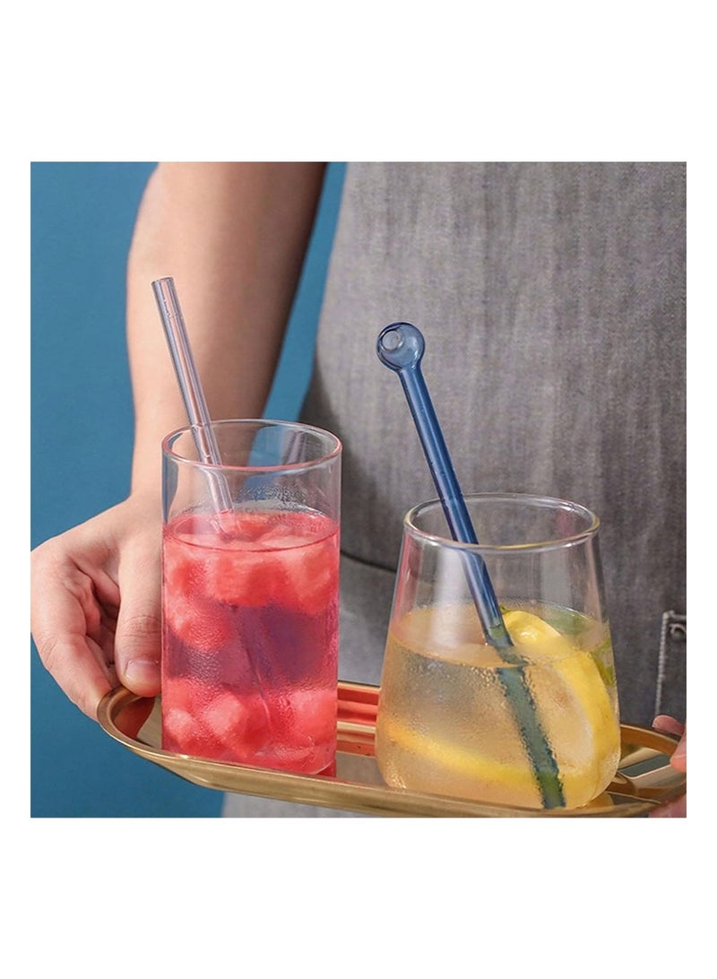 إزدنك 8 قطع من مصاصات الشرب الزجاجية البورسليكات القابلة لإعادة الاستخدام بطول 20 سم، مصاصات زجاجية مقاومة للكسر مع فرشاة تنظيف واحدة، مجموعة مصاصات زجاجية ملونة قابلة لإعادة الاستخدام، مصاصات شفافة لطيفة على شكل كرة مجوفة (8 ألوان) - Image 5