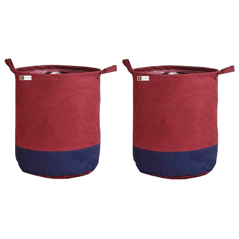 Unicrafts Laundry Bag 45 L Durable and Collapsible Laundry storage Bag with Handles Clothes Toys Storage Foldable Laundry Bag for Dirty Clothes Combo Pack of 2 Pc MaroonBlue - Image 1