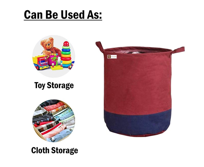 Unicrafts Laundry Bag 45 L Durable and Collapsible Laundry storage Bag with Handles Clothes Toys Storage Foldable Laundry Bag for Dirty Clothes Combo Pack of 2 Pc MaroonBlue - Image 3