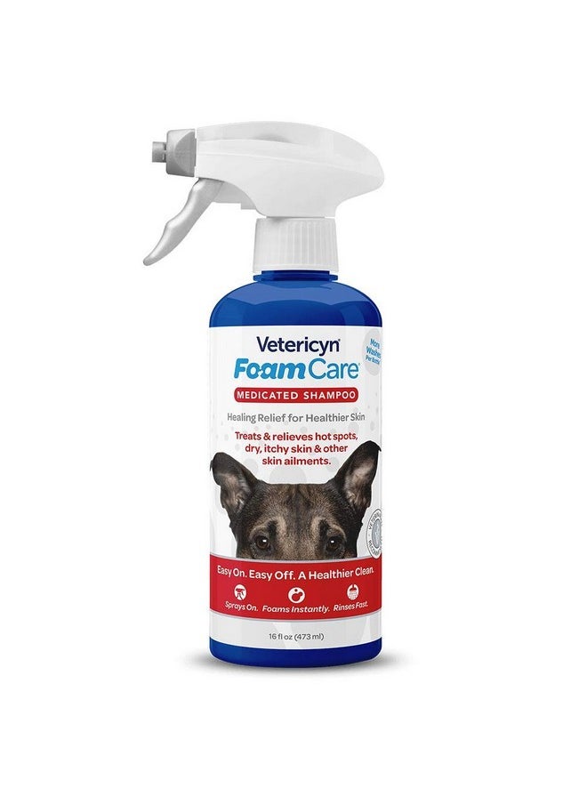 Vetericyn Foamcare Medicated Pet Shampoo By Vetericyn | Sensitive Skin Shampoo For Dogs, Cats, And All Animals  AntiItch, Promotes Healthy Skin And Coat  Hypoallergenic  Instant Foam Shampoo  16Ounce  - Image 1