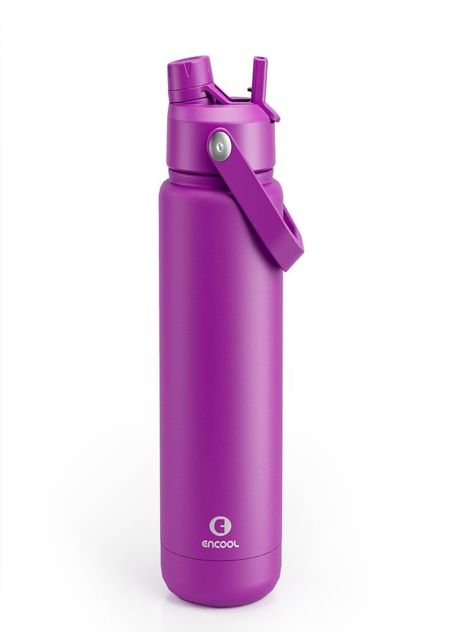 ENCOOL Insulated Water Bottle with Straw Stainless Steel Water Bottle, Leak-Proof, BPA-Free, Double Wall Vacuum Keeps Cold for 24 Hours for Sports, Travel, School (32 oz, Bright Magenta) - Image 1