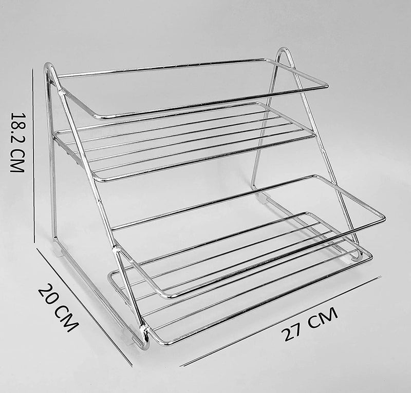 12FOR COLLECTION Combo 3pcs Stainless Steel Multipurpose Rack StandDish RackStorage Shelves for Kitchen with Heavy Stainless Steel Kitchens Stand Combo Set 1 Rack and 2 PCS CABINATE Shelf - Image 2