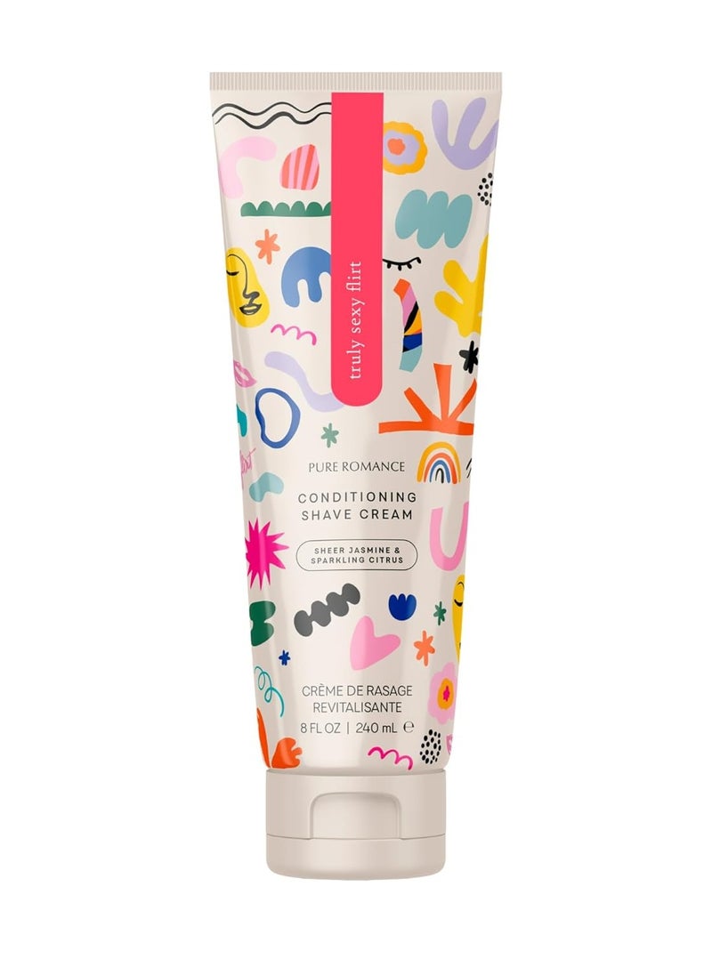 pure romance Pure Romance Conditioning Shave Cream - Truly Flirt - Jojoba Oil & Gentle Formula for Sensitive Skin - Prevents Razor Bumps & Ingrown Hairs - Exquisite Jasmine & Lemon Scent, 8 Fl Oz  - Image 1