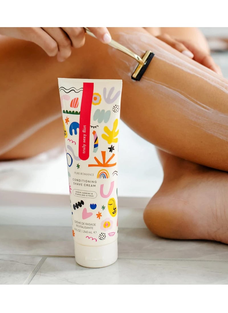 pure romance Pure Romance Conditioning Shave Cream - Truly Flirt - Jojoba Oil & Gentle Formula for Sensitive Skin - Prevents Razor Bumps & Ingrown Hairs - Exquisite Jasmine & Lemon Scent, 8 Fl Oz  - Image 2