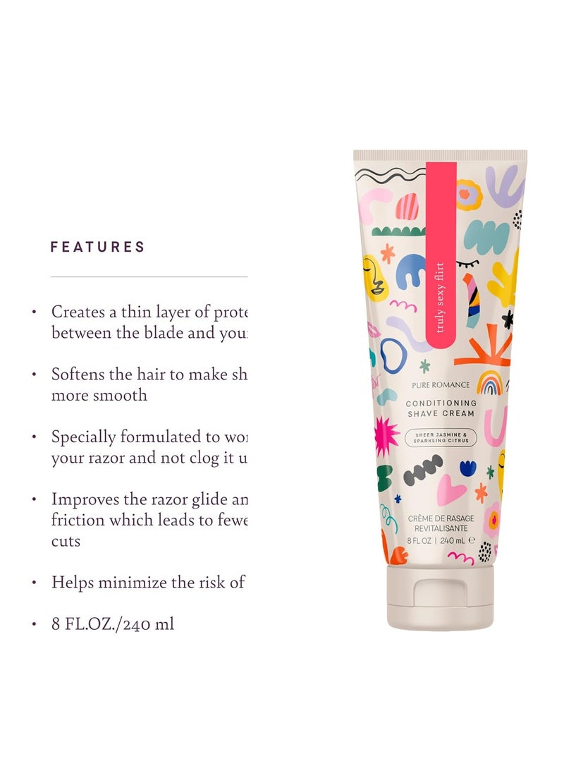 pure romance Pure Romance Conditioning Shave Cream - Truly Flirt - Jojoba Oil & Gentle Formula for Sensitive Skin - Prevents Razor Bumps & Ingrown Hairs - Exquisite Jasmine & Lemon Scent, 8 Fl Oz  - Image 4