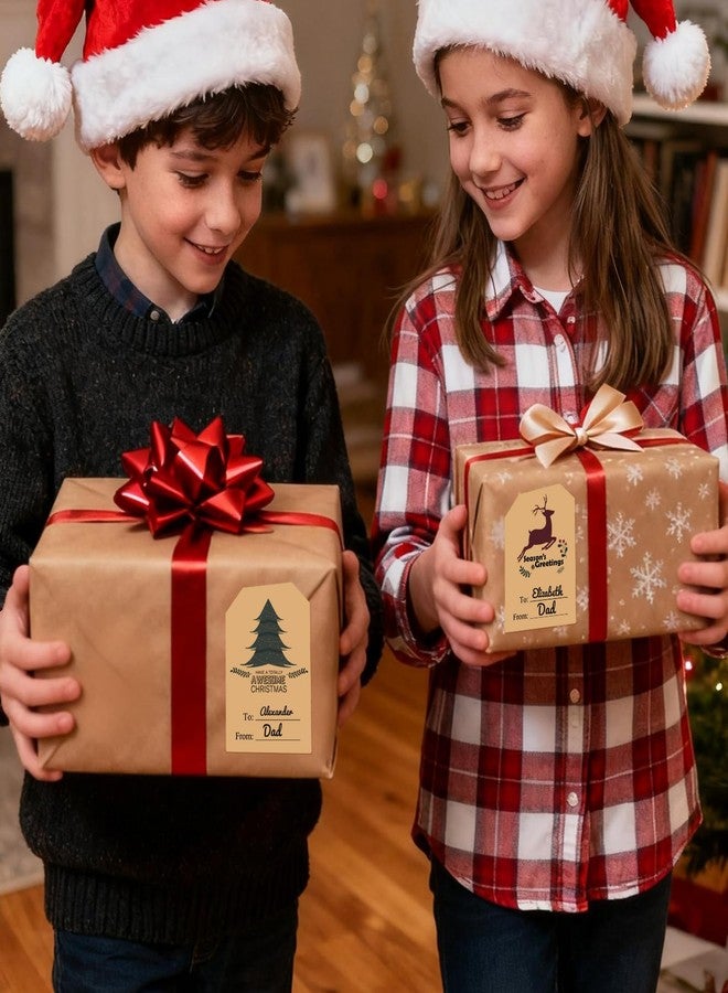 Trazzo Christmas Gift Tags Self-Adhesive Stickers-Christmas Name Tags-Christmas Decorations for Gifts Festival Label Wrapping Holiday Santa to from Gift Tag Stickers for Presents 200 Pcs & 2 x 3 Inch - Image 2