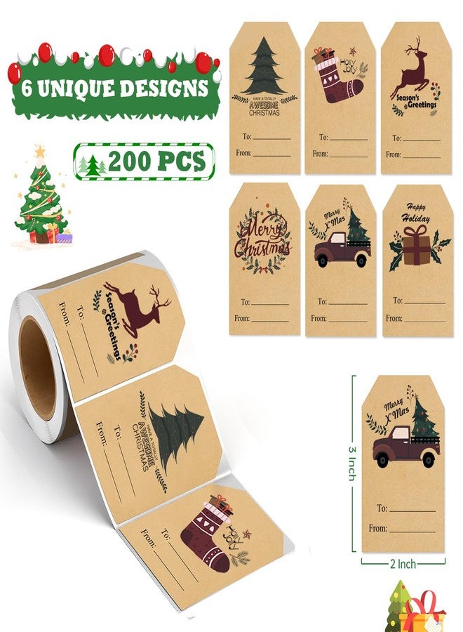 Trazzo Christmas Gift Tags Self-Adhesive Stickers-Christmas Name Tags-Christmas Decorations for Gifts Festival Label Wrapping Holiday Santa to from Gift Tag Stickers for Presents 200 Pcs & 2 x 3 Inch - Image 3