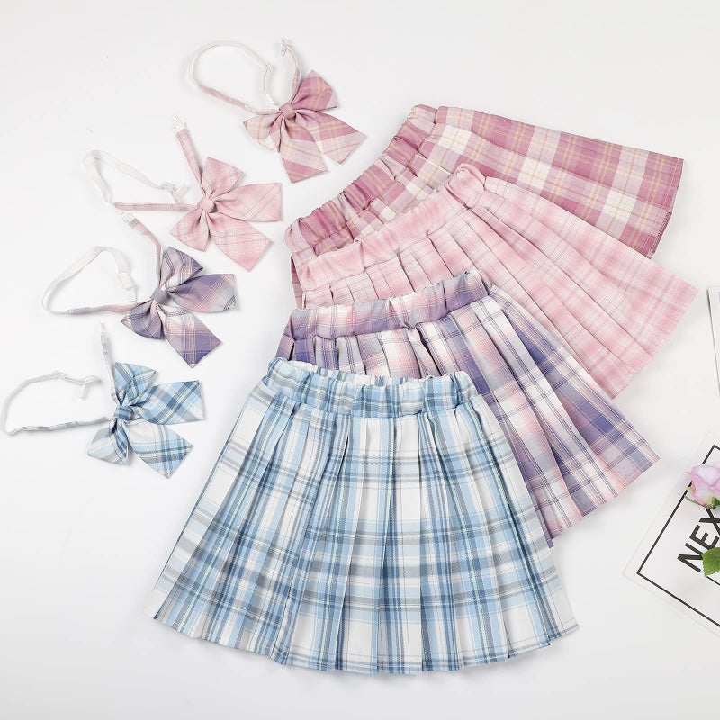 KEREDA Girls Pleated Mini Skirt High Waist Tennis School Uniform Skirts 10-12 Years Pink Plaid - Image 2