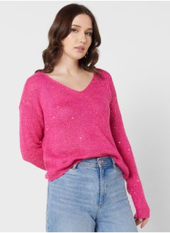 V-Neck Shimmer Sweater