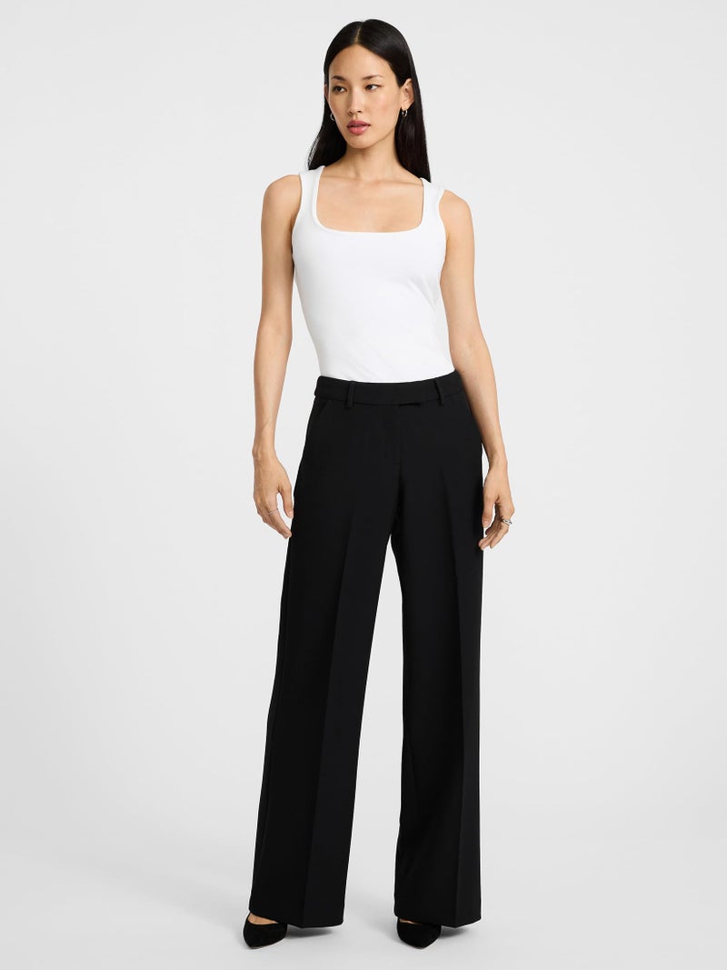 EXPRESS Womenâ€™s Editor Pants â€“ Mid Rise Relaxed Straight Trouser with Stretch Fabric and Office-Ready Polished Fit Pitch Black - Image 3
