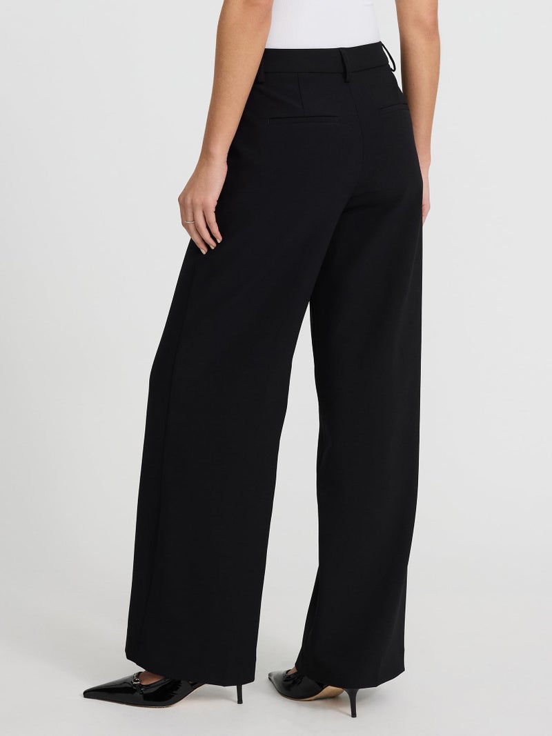 EXPRESS Womenâ€™s Editor Pants â€“ Mid Rise Relaxed Straight Trouser with Stretch Fabric and Office-Ready Polished Fit Pitch Black - Image 2