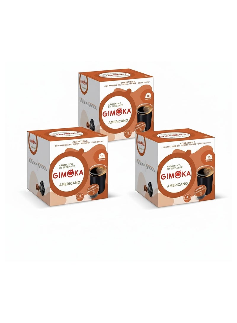 Gimoka Americano Coffee Pods (3 Packs x 16 Capsules, 48 Total) for Dolce Gusto Machines - Image 1