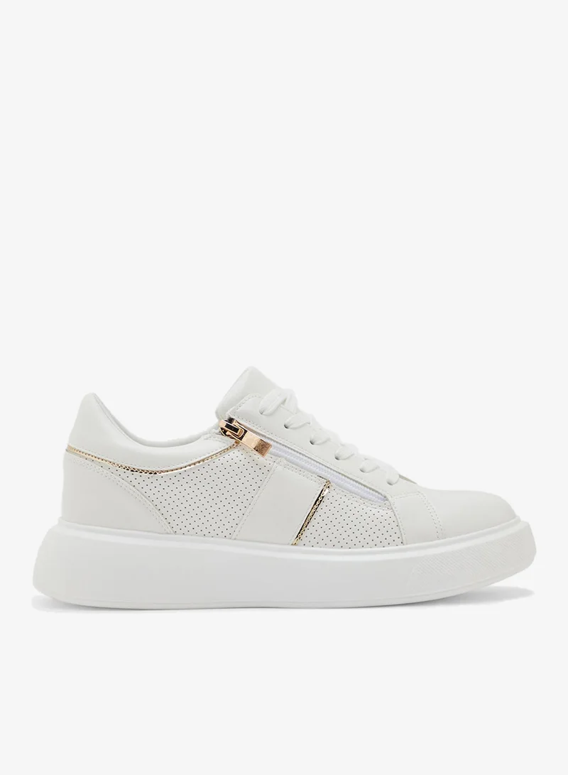Ginger Metal Zip Detail Casual Sneakers