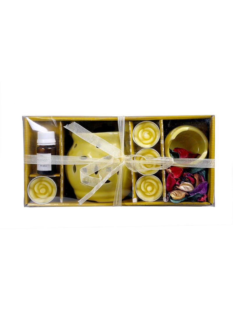 ROYAL SAPPHIRE Amos Reed Diffuser Fragrance Rose FineLiving Fragrance Mood Enhancer Made in India 1 Oil Burner Pot 5 Candles with 10 ml Diffuser Oil Pottpouri Lemongrass 