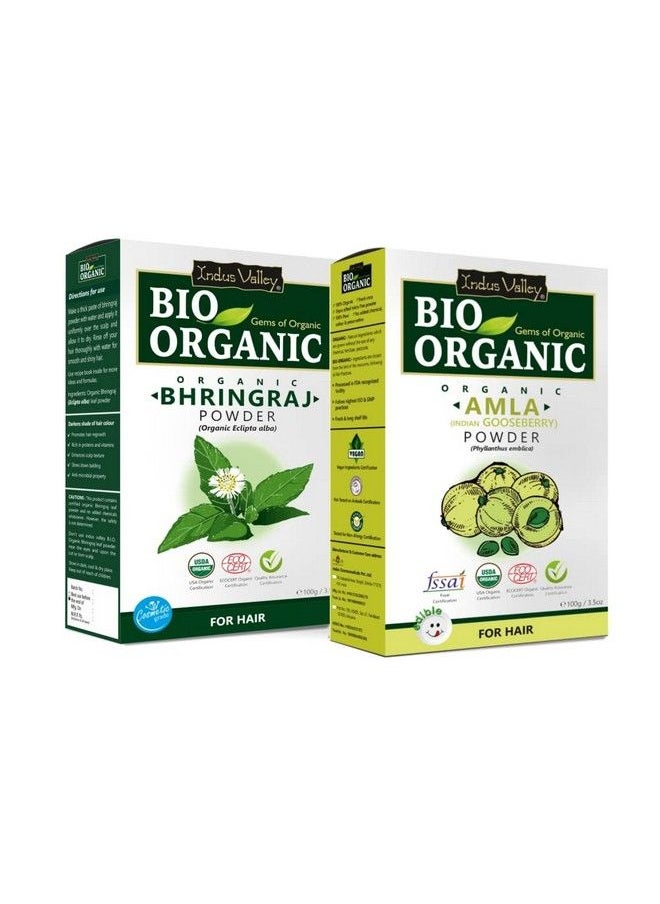 Indus Valley Bhringraj Powder ; Eclipta Alba And Amla Powder ; Indian Gooseberry For Skin And Hair Care (100G+100G= 200G)  - Image 1