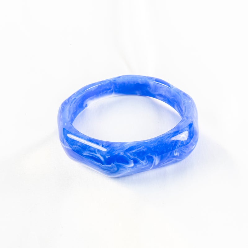 The Black Pearl Accessories Marbelic Blue Acrylic Bangale Bracelet - Image 2