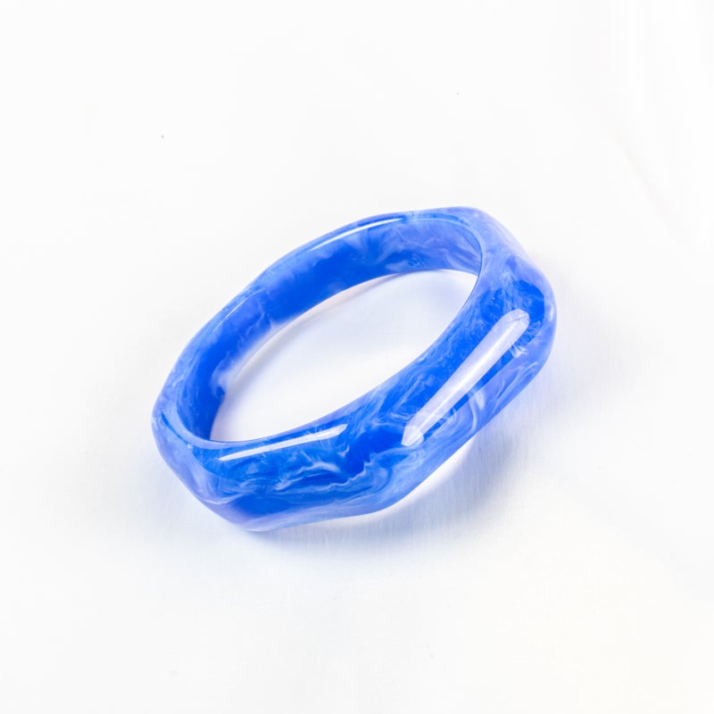 The Black Pearl Accessories Marbelic Blue Acrylic Bangale Bracelet - Image 1