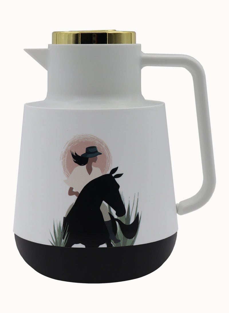 YOLO 1Liter Premium Tea & Coffee Vacuum Flask – Stylish Design with Elegant Artwork – Long-Lasting Temperature Retention- Black Color - Image 5